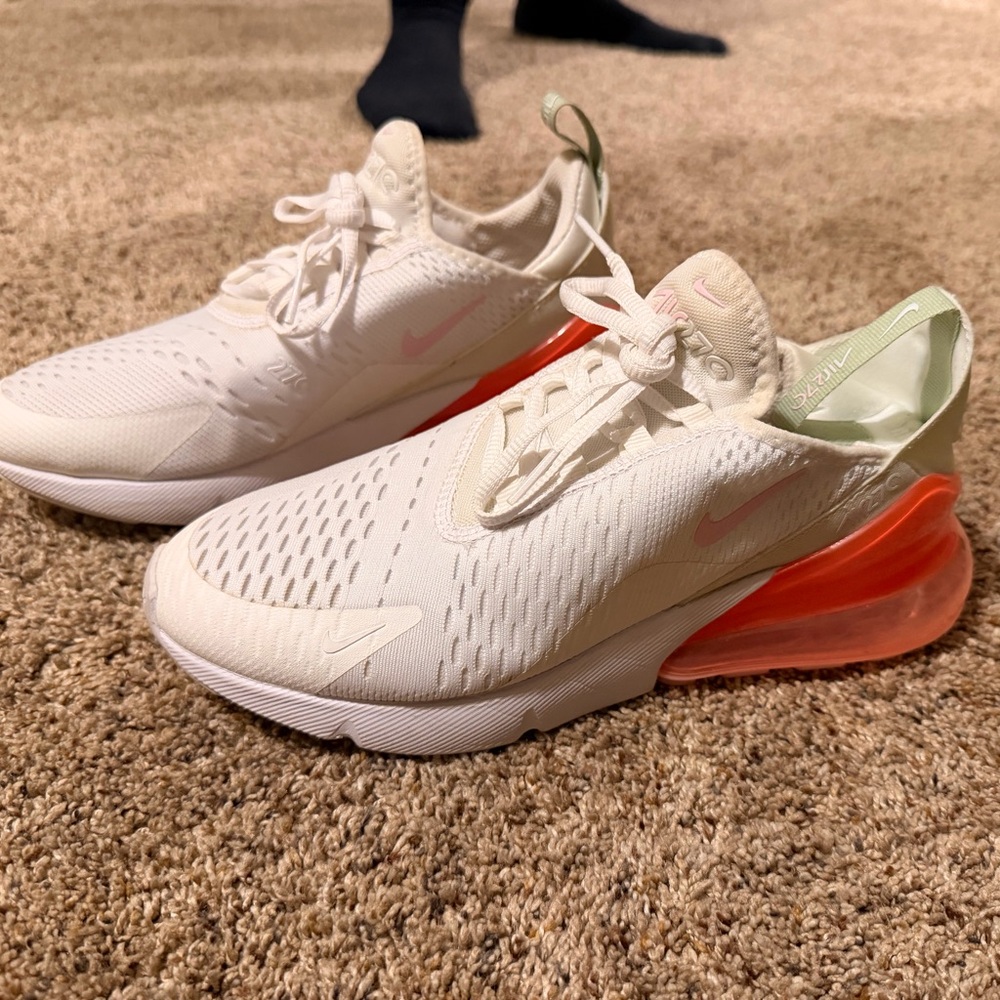 Nike Women's Cream and Coral Sneakers